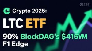 Read more about the article Best Crypto  2025:  LTC ETF 90%  BlockDAG’s $415M F1 Edge