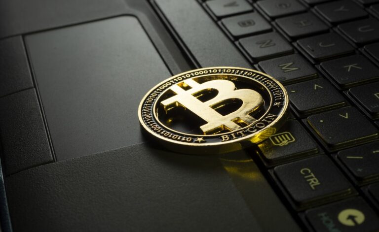 Bitcoin coins and investment chart