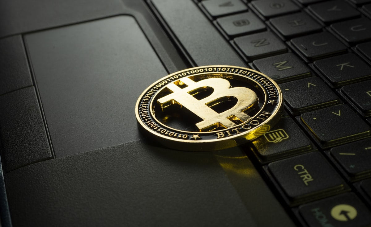 Bitcoin coins and investment chart