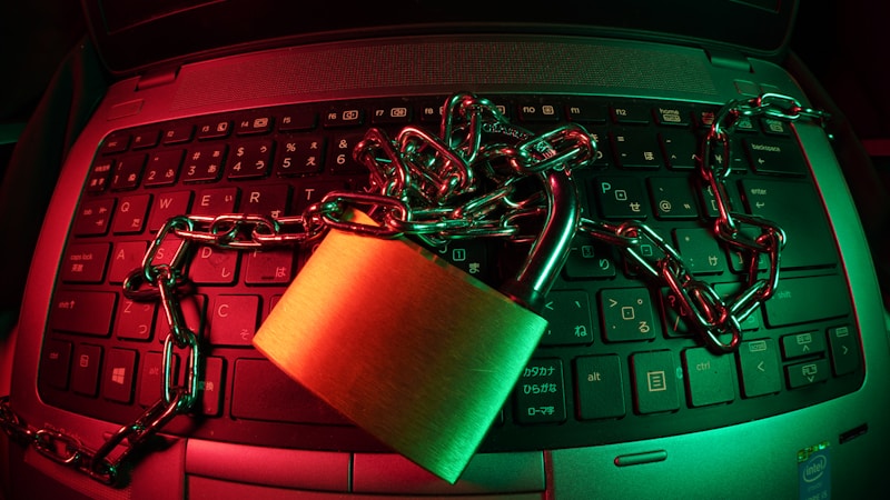 Brown padlock on keyboard representing password protection